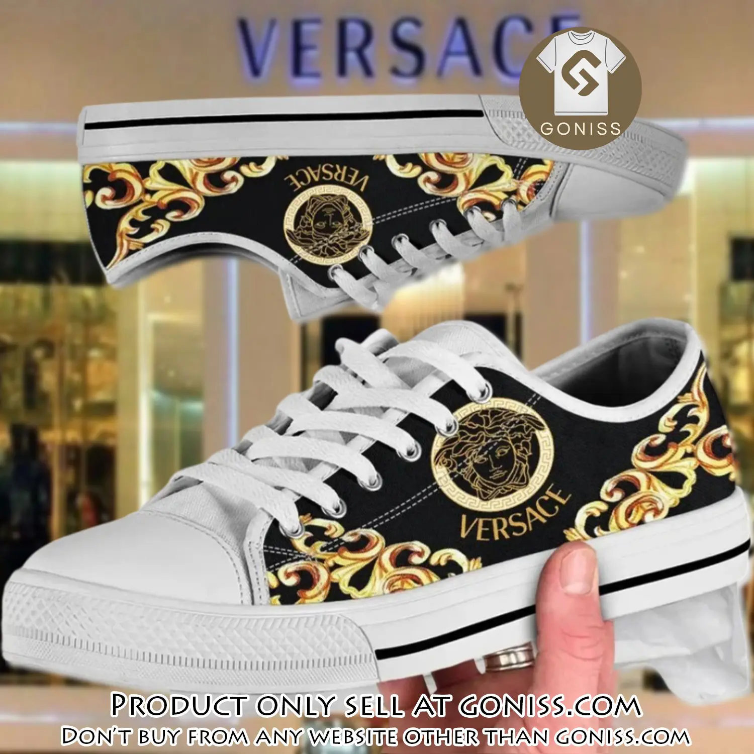 Versace medusa pattern low top canvas shoes luxury brand gifts for men women gn0121461